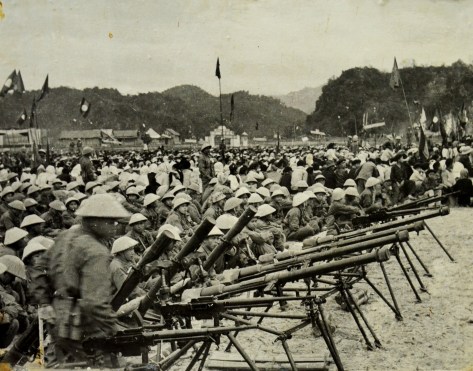 Lao Free Front army gathering in Xam Neua and Prongsaly provinces in August 1954.