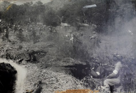 The hero named Sithong is commanding a battle to defend the two provinces in April 1955.