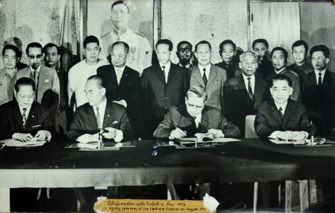 The signing ceremony of the vientiane protocol on 14 august 1973