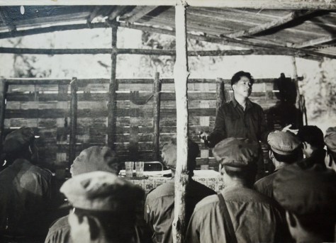 Comrade Sisavath Keobounphanh explains to the Nanhang military party committee about the new resolution of the polit bureau